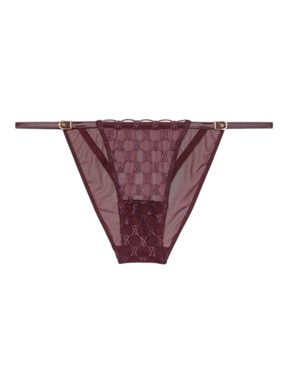 Victoria's Secret Logo Embroidery String Bikini Panty Brown